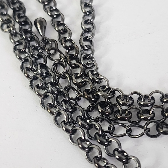 Large Black Puffy Heart with Crystals Pendant and Earrings Set New - Picture 6 of 9